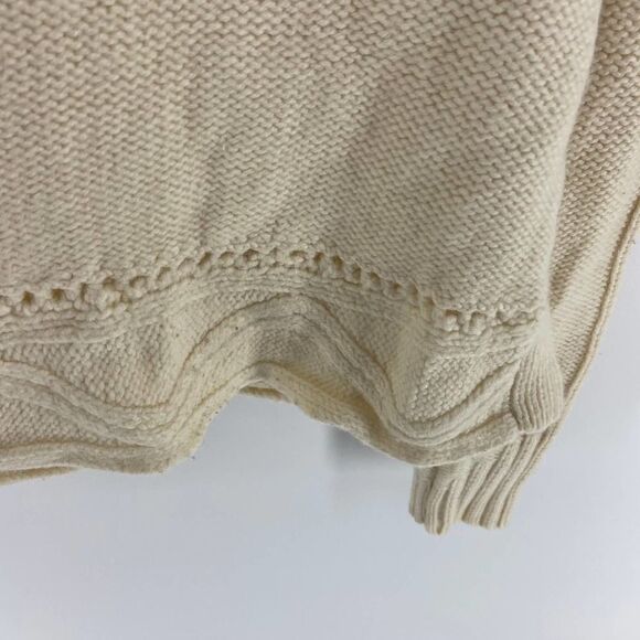 Anthropologie Rosie Neira Cream Round Neck Wool upraised knit Sweater womens L - Picture 7 of 9
